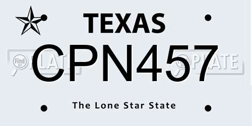 CPN457 Texas License Plate