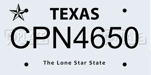 CPN4650 Texas License Plate