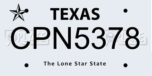 CPN5378 Texas License Plate