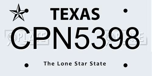CPN5398 Texas License Plate