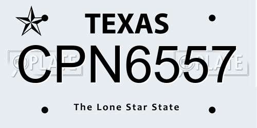 CPN6557 Texas License Plate