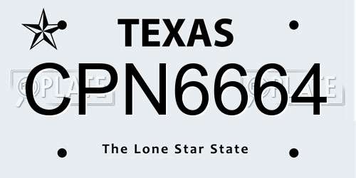 CPN6664 Texas License Plate