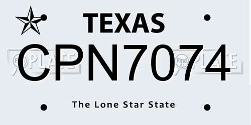 CPN7074 Texas License Plate