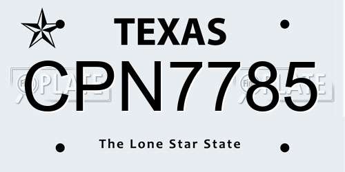 CPN7785 Texas License Plate