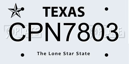 CPN7803 Texas License Plate