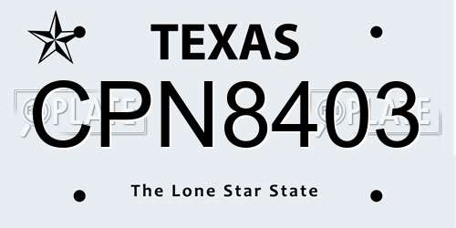 CPN8403 Texas License Plate