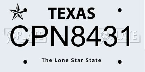 CPN8431 Texas License Plate