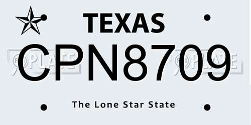 CPN8709 Texas License Plate