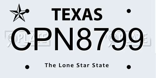 CPN8799 Texas License Plate