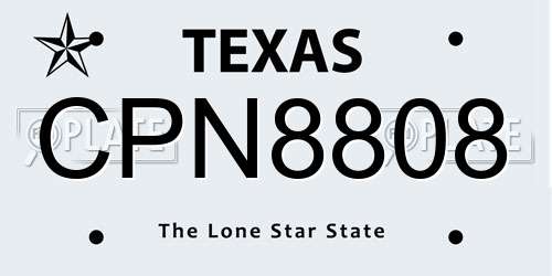 CPN8808 Texas License Plate