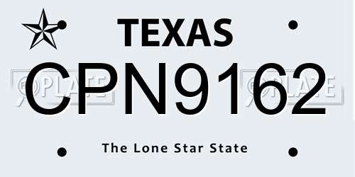 CPN9162 Texas License Plate