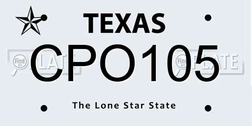 CPO105 Texas License Plate