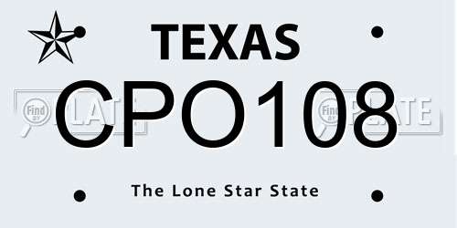 CPO108 Texas License Plate