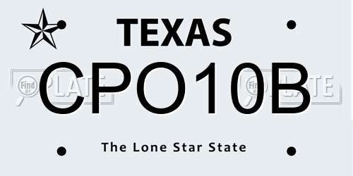 CPO10B Texas License Plate