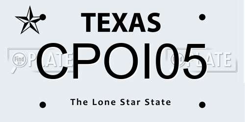 CPOI05 Texas License Plate