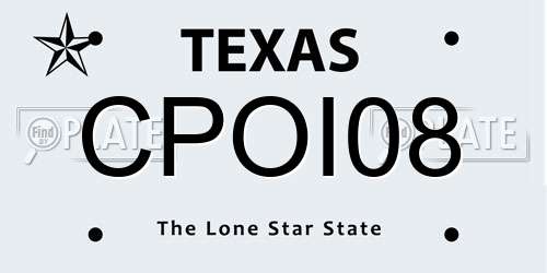 CPOI08 Texas License Plate
