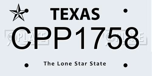 CPP1758 Texas License Plate