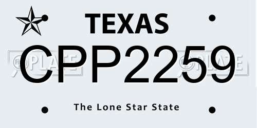 CPP2259 Texas License Plate