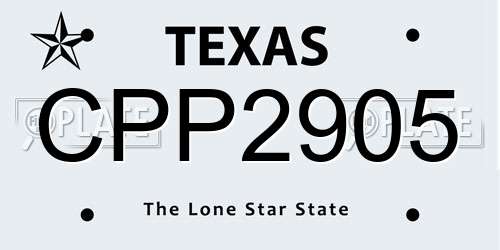 CPP2905 Texas License Plate