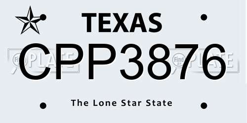 CPP3876 Texas License Plate