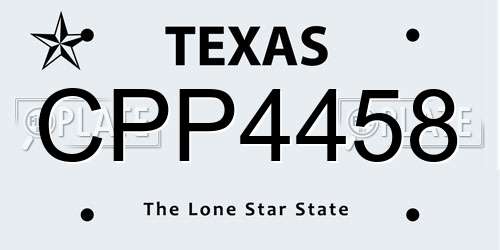 CPP4458 Texas License Plate