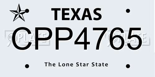 CPP4765 Texas License Plate