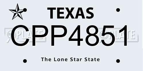 CPP4851 Texas License Plate