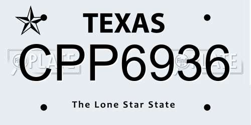 CPP6936 Texas License Plate