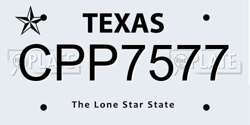 CPP7577 Texas License Plate