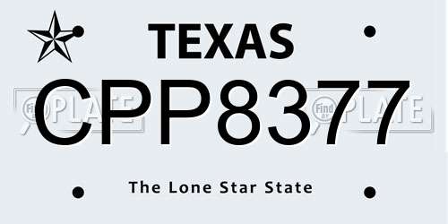 CPP8377 Texas License Plate
