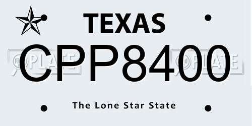 CPP8400 Texas License Plate