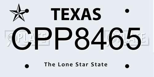 CPP8465 Texas License Plate
