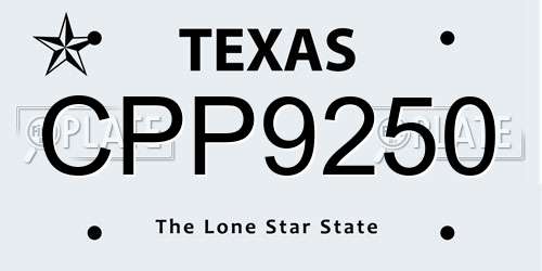 CPP9250 Texas License Plate