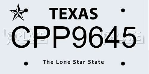 CPP9645 Texas License Plate