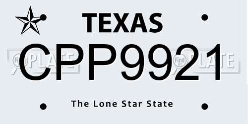 CPP9921 Texas License Plate