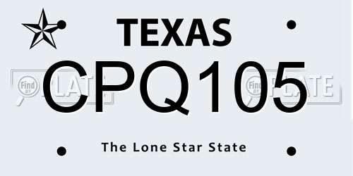 CPQ105 Texas License Plate
