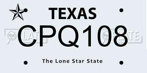 CPQ108 Texas License Plate