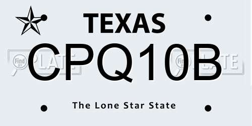 CPQ10B Texas License Plate