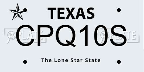 CPQ10S Texas License Plate