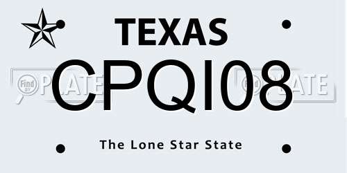 CPQI08 Texas License Plate