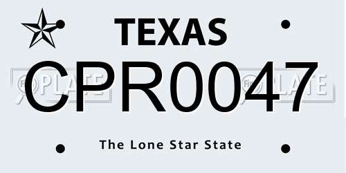 CPR0047 Texas License Plate