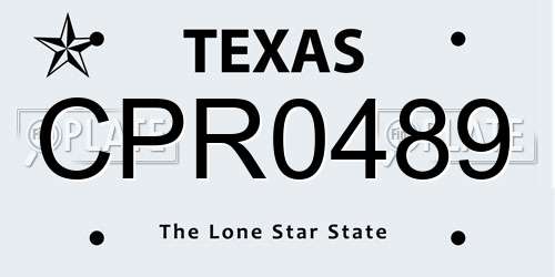 CPR0489 Texas License Plate