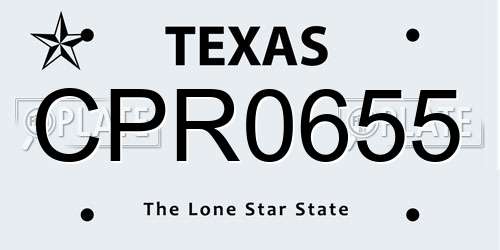 CPR0655 Texas License Plate