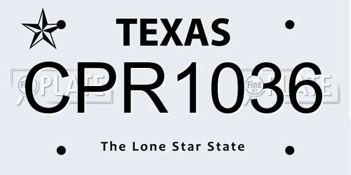 CPR1036 Texas License Plate