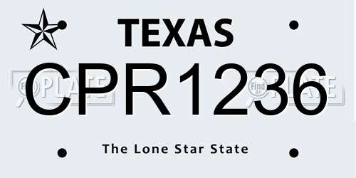 CPR1236 Texas License Plate