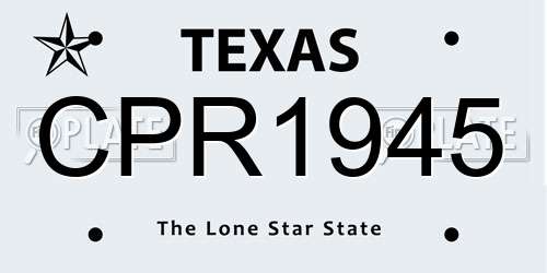 CPR1945 Texas License Plate