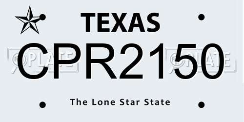 CPR2150 Texas License Plate