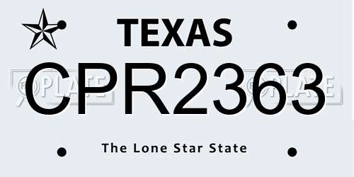 CPR2363 Texas License Plate