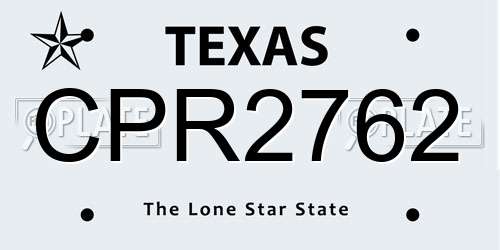 CPR2762 Texas License Plate