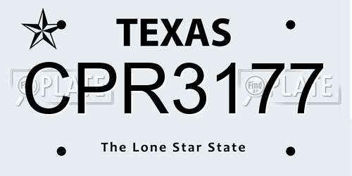 CPR3177 Texas License Plate
